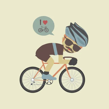 Hipster Cyclist Flat And Pastel Style Illustration