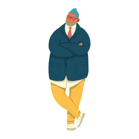 Hombre gordo inconformista  Ilustración