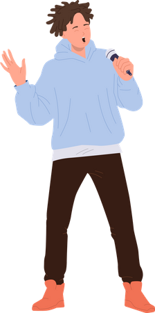 Hipster guy performing with microphone  Illustration