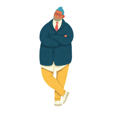 Homem Gordo Hipster  Ilustração