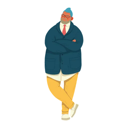 Homem Gordo Hipster  Ilustração