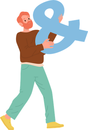 Hipster man carrying ampersand  Illustration