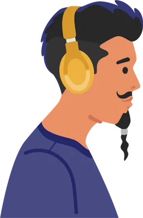 Hipster man wear headphones  Illustration