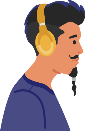 Hipster man wear headphones  Illustration