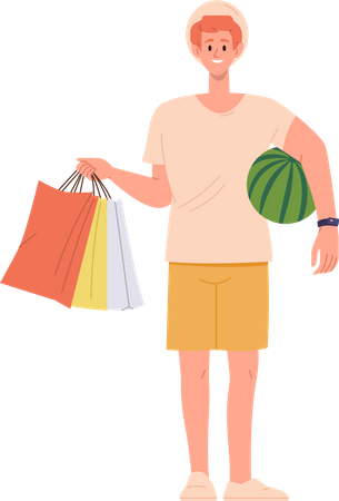 Hipster man with shopping bags  Illustration