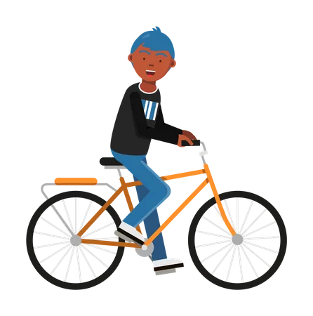 Hipsters boy riding cycle Illustration
