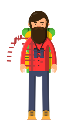 Hipsters male tourist with backpack  Illustration
