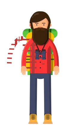 Hipsters male tourist with backpack  Illustration