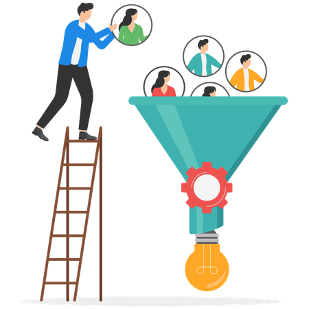 Hire new employees for creating brilliant ideas to grow business  Illustration