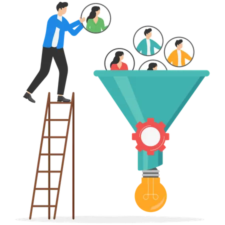 Hire new employees for creating brilliant ideas to grow business  Illustration