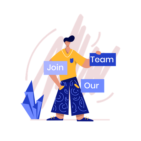 Hiring manager holding join our team banner Illustration