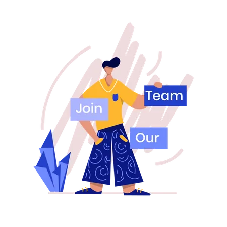 Hiring manager holding join our team banner Illustration