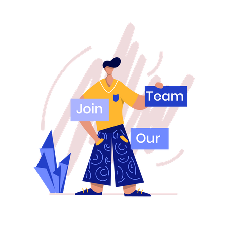 Hiring manager holding join our team banner  Illustration