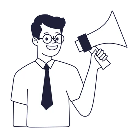 Hiring manager holding megaphone  Illustration