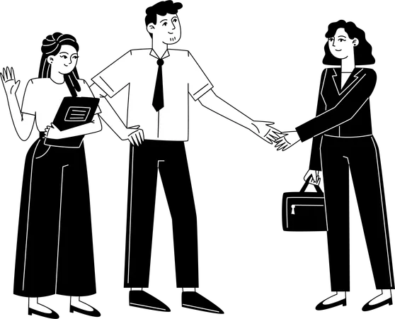 People In Business Clothes Shaking Hands Hiring A New Employee Or Concluding A Deal Illustration