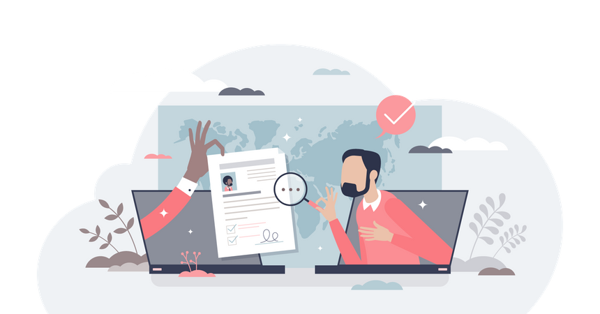 Hiring remotely and send job application  Illustration