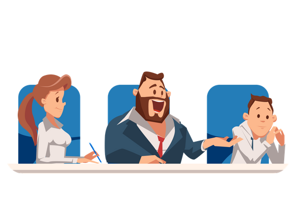 Hiring Team sitting to do Job Interview  Illustration