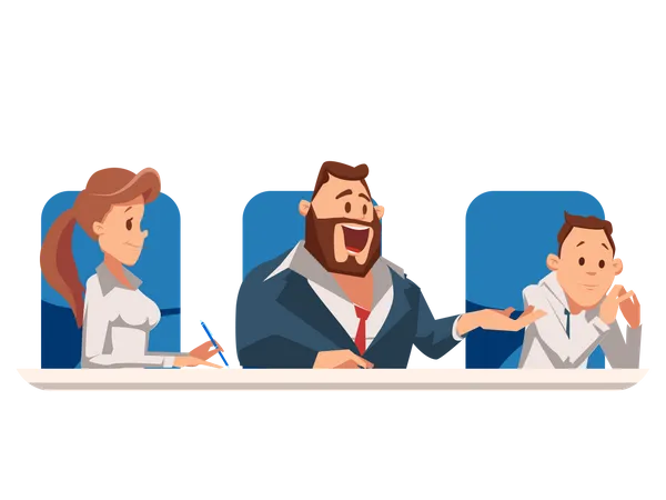 Hiring Team sitting to do Job Interview  Illustration