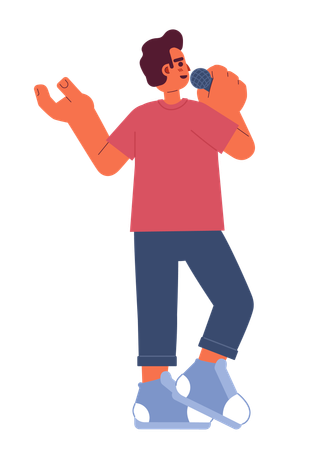 Hispanic adult man speaking into microphone  Illustration