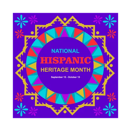 Hispanic Cultural Heritage Month on blue background  Illustration