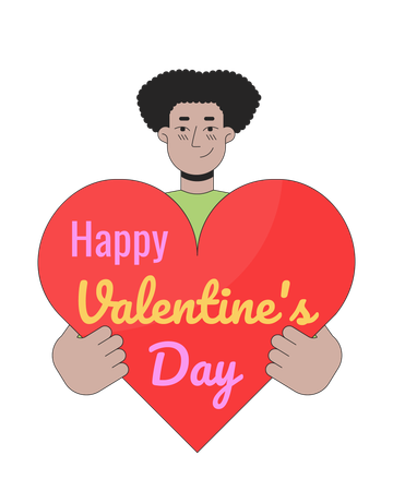 Hispanic man holding valentine day heart  Illustration