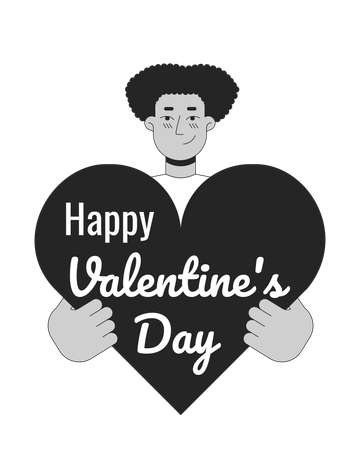 Hispanic man holding valentine day heart  Illustration