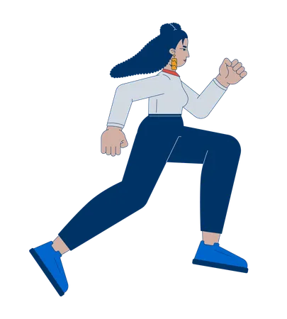 Hispanic professional woman running with determined expression  Illustration