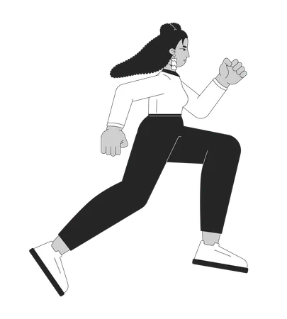 Hispanic professional woman running with determined expression  Illustration