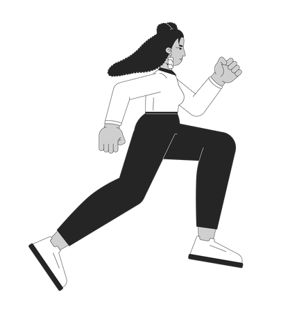 Hispanic professional woman running with determined expression  Illustration