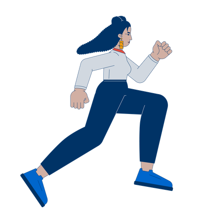 Hispanic professional woman running with determined expression  Illustration