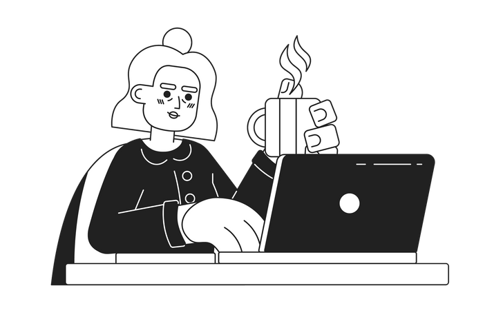 Hispanic senior woman surfing internet  Illustration