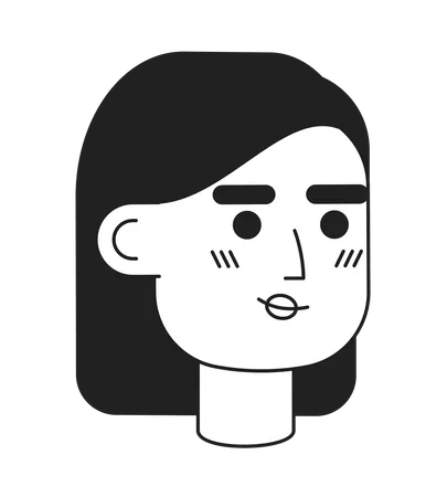 Hispanic Woman Smiling Monochrome Flat Linear Character Head Lady With Shoulder Length Hairstyle Editable Outline Hand Drawn Human Face Icon 2 D Cartoon Spot Vector Avatar Illustration For Animation Illustration