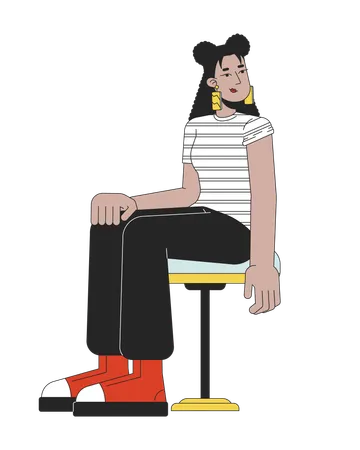 Hispanic Young Woman Sitting Ready For Vaccine 2 D Linear Cartoon Character Latina Student Girl On Doctor Visit Isolated Line Vector Person White Background Checkup Color Flat Spot Illustration Illustration