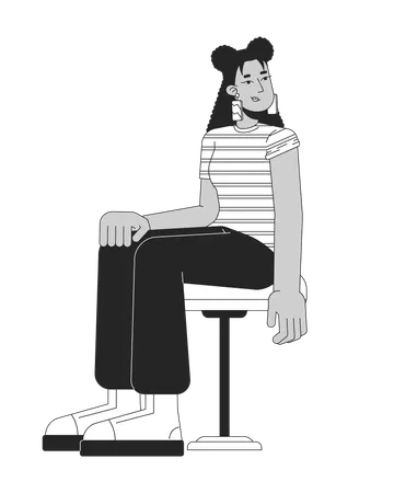 Hispanic Young Woman Sitting Ready For Vaccine Black And White 2 D Line Cartoon Character Latina Student Girl On Doctor Visit Isolated Vector Outline Person Monochromatic Flat Spot Illustration Illustration