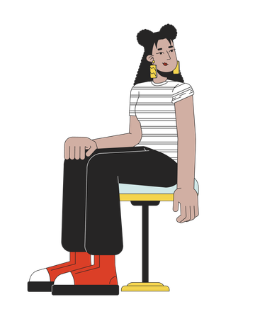 Hispanic young woman sitting ready for vaccine  Illustration