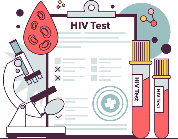 Hiv test and medical report  일러스트레이션