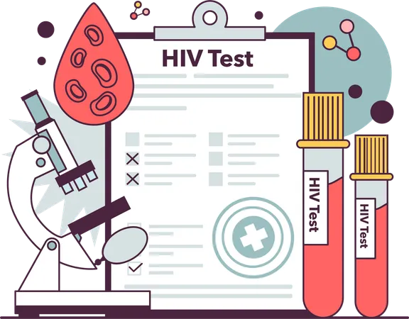 Hiv test and medical report  일러스트레이션