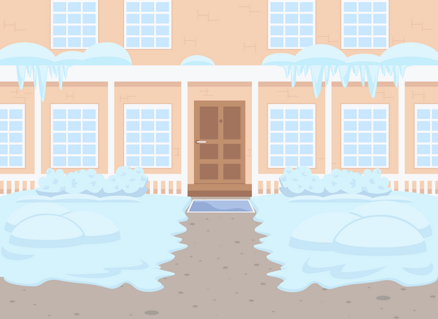 Maison de banlieue en hiver  Illustration