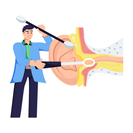 HNO-Arzt Diagnose Menschliches Ohr  Illustration