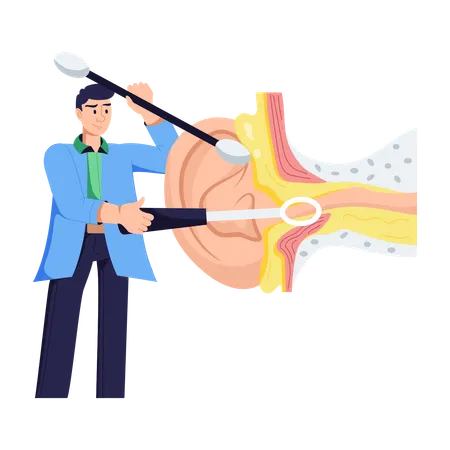 HNO-Arzt Diagnose Menschliches Ohr  Illustration