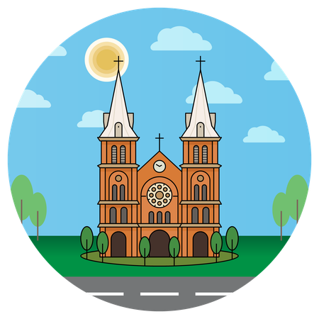 Iglesia Catedral de Notre Dame de Ho Chi Minh Vietnam  Ilustración