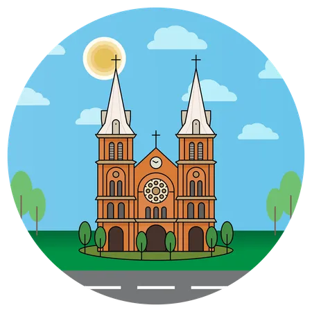 Iglesia Catedral de Notre Dame de Ho Chi Minh Vietnam  Ilustración