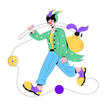 Hobo Clown  Illustration