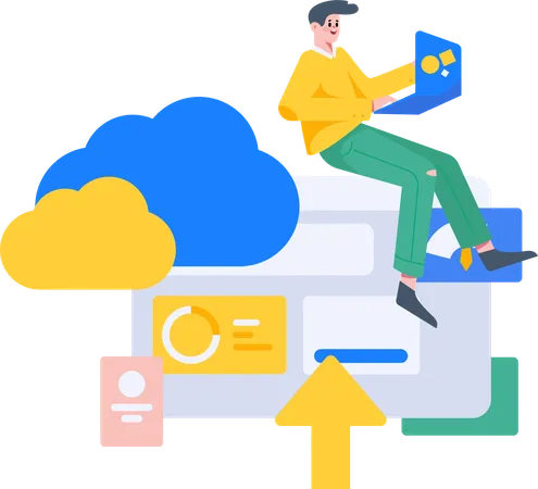 Hochladen von Daten in die Cloud  Illustration