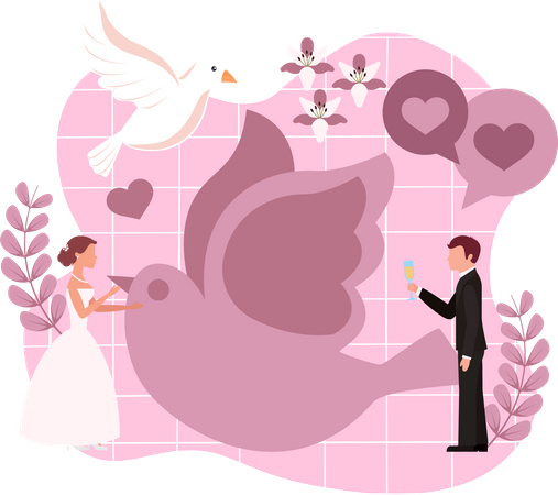 Hochzeit Braut und Bräutigam  Illustration