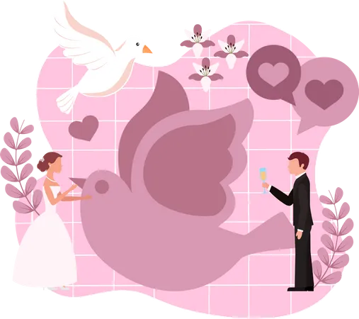Hochzeit Braut und Bräutigam  Illustration