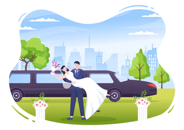 Hochzeitslimousine  Illustration