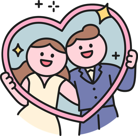 Foto des Hochzeitspaares  Illustration