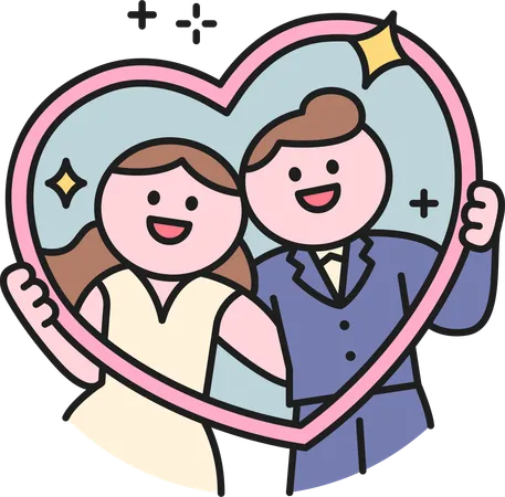 Foto des Hochzeitspaares  Illustration