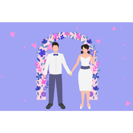 Hochzeitspaar hält Hände  Illustration